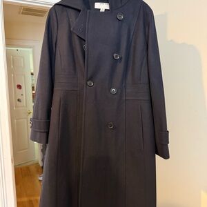 Anne Klein Elegant Navy Overcoat